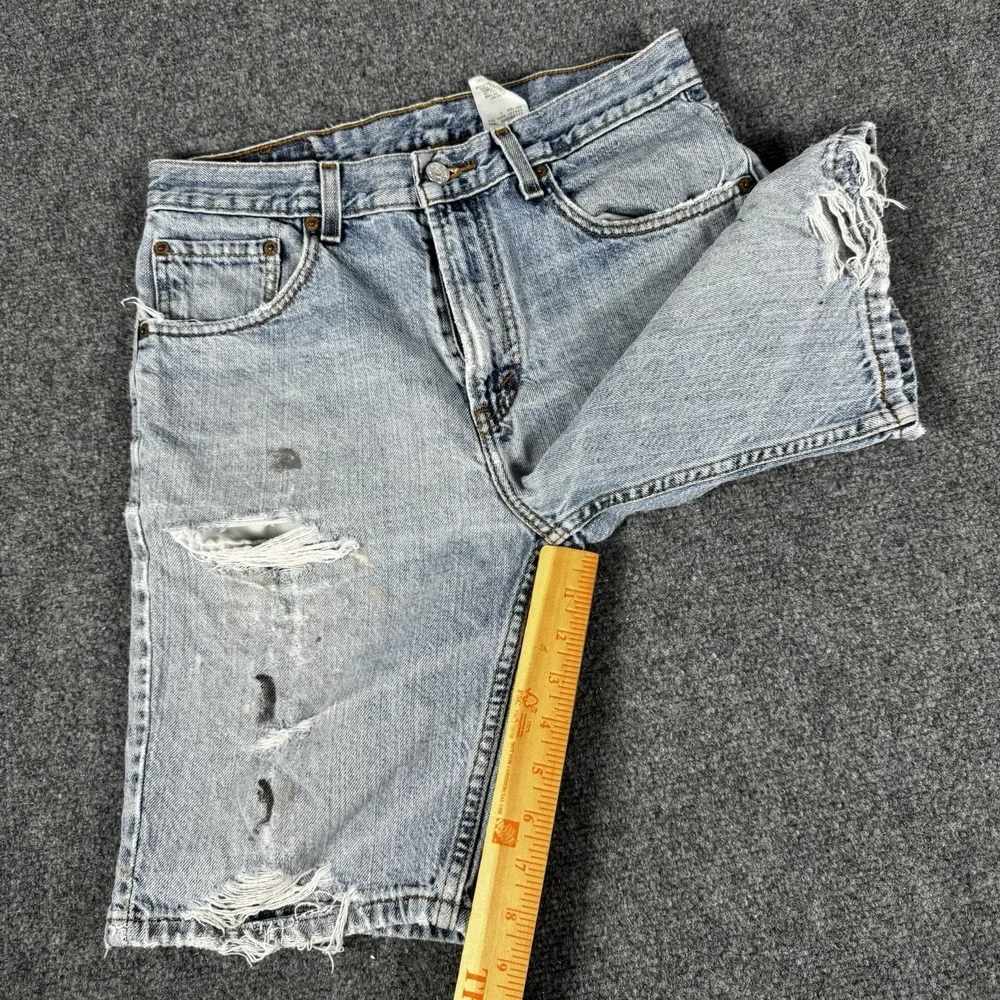 Vintage Levis 505 Jean Shorts 30 Blue Light Wash Distressed Y2K 2000's Jorts